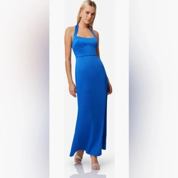 NEW Elliatt Chiara Satin Halter Gown In Cobalt Blue - size Small - Picture 4 of 6